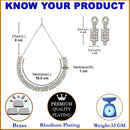 Rhodium-Plated White Round Shape American Diamonds Studded Necklace & Earrings Jewellery Set