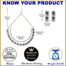 Rhodium-Plated Navy Blue American Diamonds Studded Quadrate Shaped Necklace & Earrings Jewellery Set