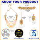 LCT Gold-Plated & Yellow Kundan Studded Multi-Stranded Jewellery Set Combo