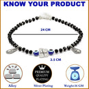 Rhodium Plated Silver Toned Butterfly Shaped Evil Eye Studded Charm Anklets