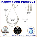 Rhodium-Plated White American Diamond Studded Charismatic Necklace with Earrings Jewellery Set