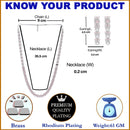 Rhodium-Plated Silver Toned Circular Pink American Diamond Long Necklace with Earrings Jewellery Set