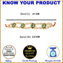 Gold-Plated Round Green Kundan & Pearl Mathapatti