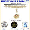 Gold-Plated Round & Rectangular White Kundan studded Crescent Shaped Sheeshphool