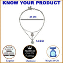 Rhodium Plated Silver Toned Flower Shaped Pink & Sea Green Cubic Zirconia Stone Studded Charm Anklets