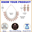 Rose Gold-Plated White & Green Crystal Studded Handcrafted Jewellery Set