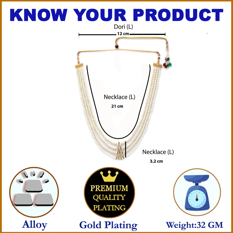 White & Gold-Toned Brass Gold-Plated Necklace