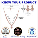Rose Gold-Plated & White American Diamond Studded Floral Shaped Jewellery Set