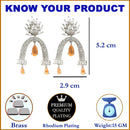 Rhodium-Plated Orange American Diamond studded Quirky Handcrafted Drop Earrings