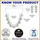 Rhodium-Plated with Silver-Tone White American Diamond-Studded Jewellery Set