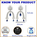 Rhodium-Plated Navy Blue American Diamond studded Quirky Handcrafted Drop Earrings