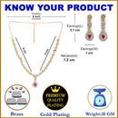 Gold-Plated White & Pink American Diamond Studded Jewellery Set