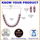 Pink Blue Green & White Rose Gold-Plated American Diamond-Studded Handcrafted Jewellery Set