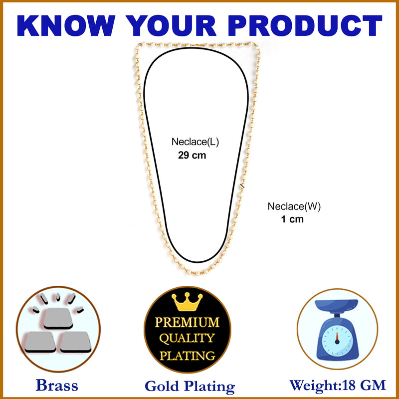 Chain 26 Inch Fine Gold Plated Finish Handmade Work Multi-Pearl Jewellery For Women Girls Men