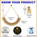 Traditional Gold-Plated Temple Coin Choker Red Peral Studded Necklace & Earring Jewellery Set