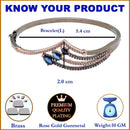 Rose Gold-Plated Black Toned Teardrop Shaped Royal Blue American Diamond Studded Bracelet