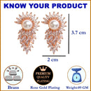 Off White American Diamond Rose Gold-Plated Contemporary Stud Earrings