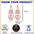 Pink American Diamond with Rose Gold-Plated Contemporary Chandbalis Earrings