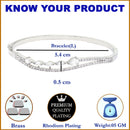 Rhodium-Plated Silver Toned White Teardrop Shape American Diamond Studded Bracelet