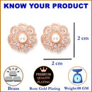 Rose Gold-Plated & White Floral Shaped Studs Earrings