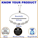 Rhodium Plated Silver Toned Leaf Shaped White American Diamond Studded Bracelet