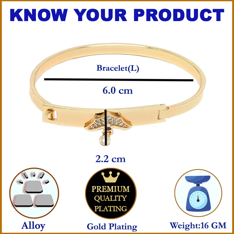 Gold-Plated White American Diamond studded Bracelet With Charm