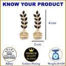 Gold-Plated Black & White Kundan studded Dome Shaped Meenakari Jhumka Earrings