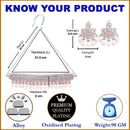 Rhodium-Plated with Silver-Tone Pink Kundan-Studded & Beaded Jewellery Set