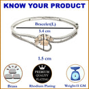 Rhodium Plated Silver Toned Flower Shaped Pink American Diamond Studded  Bracelet