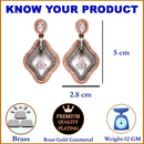 Rose Gold-Plated Gunmetal Toned Transparent American Diamond studded Layered Drop Earrings