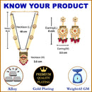 Meenakari White Red and Green Gold-Plated Meenakari & Kundan Studded Pearl Layered Jewellery Set