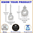 Rhodium Plated White AD Bead Drops Modern Maang Tikka & Earring