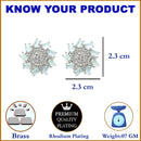 Rhodium-Plated Sea Green & White American Diamond studded Floral Shaped Handcrafted Stud Earrings