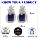 Rhodium-Plated Silver Toned American Diamond studded Paisley Shaped Studs Earrings