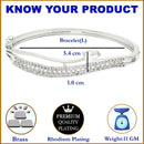 Rhodium Plated Silver Toned White Teardrop  American Diamond Stone Studded Kada Bracelet