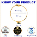 Gold-Plated Round Shaped Emerald Green Cubic Zirconia Stone Studded Bangle Bracelets (Set Of 2)