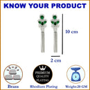 Rhodium-Plated With Silver-Toned American Diamond Studded Drop Earrings