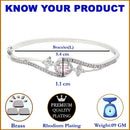 Rhodium Plated Silver Toned Round Pink American Diamond Studded  Bracelet