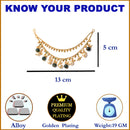 Gold-Plated Green & White Pearls studded Classic Jhumka Earrings Chain