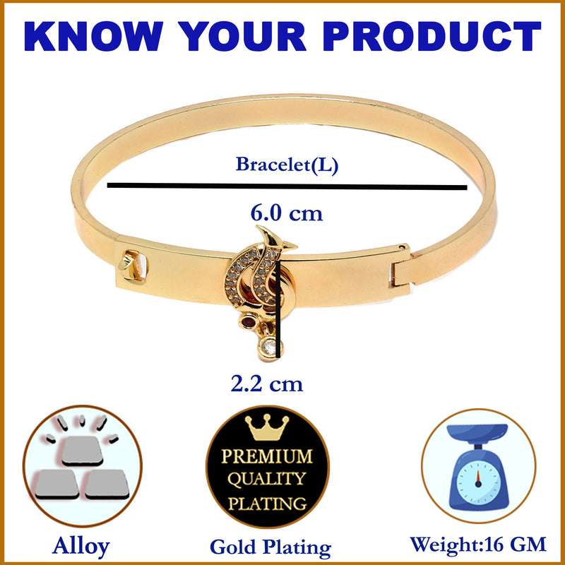 Gold-Plated Intertwined White & Red American Diamond studded Bracelet