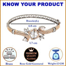 Rose Gold-Plated Black Toned Square Shaped White American Diamond Studded Bracelet