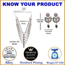 Rhodium-Plated with Silver-Tone Green & Red Kundan-Studded Layered Jewellery Set