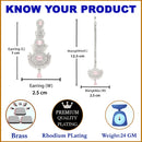 Rhodium Plated Silver Toned Pink American Diamond Studded Maang Tikka  With Earring