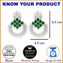 Rhodium-Plated American Diamond Studded Circular Chandbali Earrings