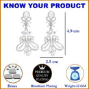 Rhodium-Plated White American Diamond studded Paisley Shaped Drop Earrings