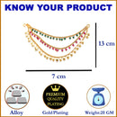 Set of 2 Multicoloured Stone-Studded Floral Shaped Gold-Plated Ear Chain