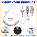 Rhodium-Plated with Oxidised Silver-Tone Red Kundan Studded Jewellery Set