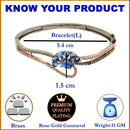 Rose Gold-Plated Black Toned Flower Shaped Royal Blue American Diamond Studded  Bracelet