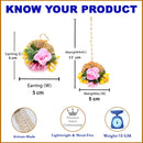 Gold-Plated Pearl Yellow & Pink Gota Patti Flower Maang Tikka Set