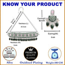 Rhodium-Plated with Silver-Tone Green & Pink Stone-Studded Traditional Choker